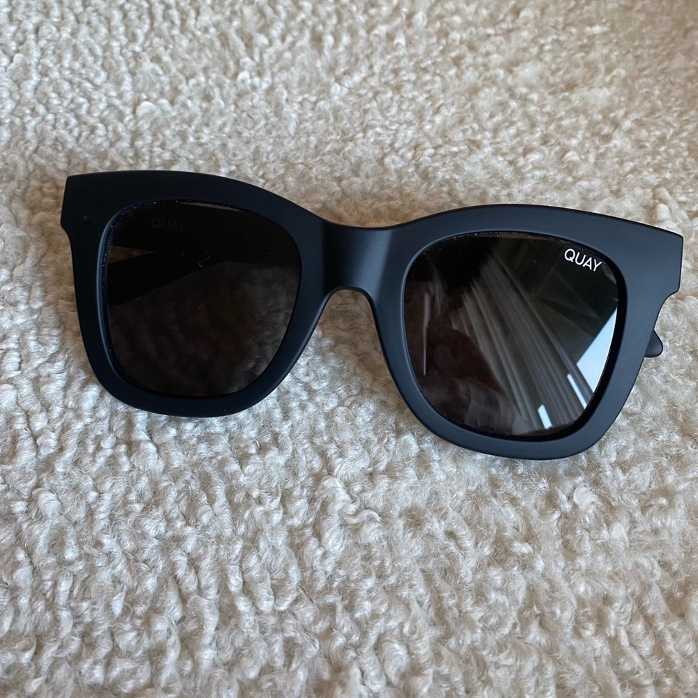 Quay Australia After Hours Sunglasses Matte Black Smoke Slightly Winged Square